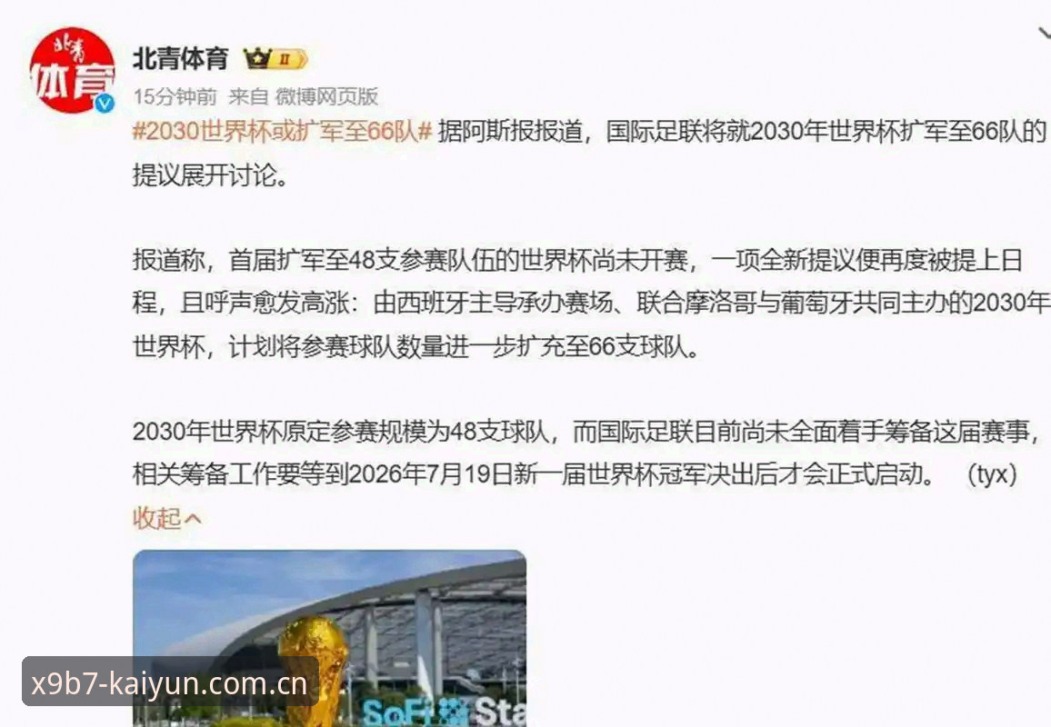 KAIYUN体育注册 2030年世界杯扩军66队完整指南:中国男足重返舞台的黄金机会与KAIYUN体育观赛体验